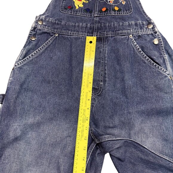 Vintage Disney Winnie Pooh Chasing Bumblebee’s Overalls Womens M Denim Jean Bib - Picture 10 of 14